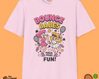 Camiseta de tenis Bounce Babes, camiseta de tenis retro con dibujos animados, camiseta de tenis unisex, regalo para amantes del tenis, ropa para tenistas