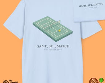 Retro Tennis T-Shirt, Aesthetic Tennis Tee, Game Set Match Shirt, Tennis Graphic Top, Unisex Softstyle Tee, Back Design Tennis Streetwear