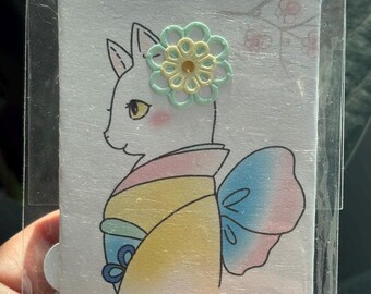 Japanese Kitten Greeting Card | Cute Cat Card | Kawaii Blank Card with Envelope | Japan Stationery Gift | Cat Lover Gift