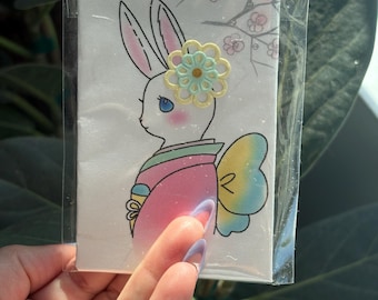 Japanese Bunny Greeting Card | Cute Rabbit Card | Kawaii Blank Card with Envelope | Gift for Bunny Lover | Japan Stationery