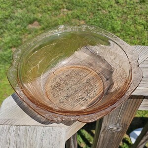 Vintage Federal Glass Pink Depression Glass Madrid Large Decorative Serving Bowl/ Vintage Pink Depression Glass Bowl