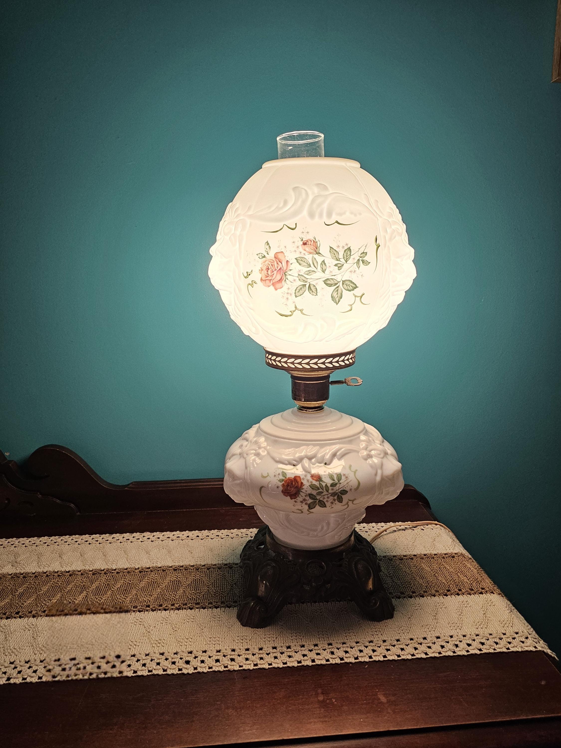 Vintage White Milk Glass With Pink Roses Puffy Lions Head Gone