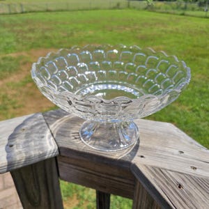 Vintage Federal Glass Yorktown Colonial Pedestal Compote Clear Honeycomb Glass Bowl/ Vintage Federal Glass Bowl