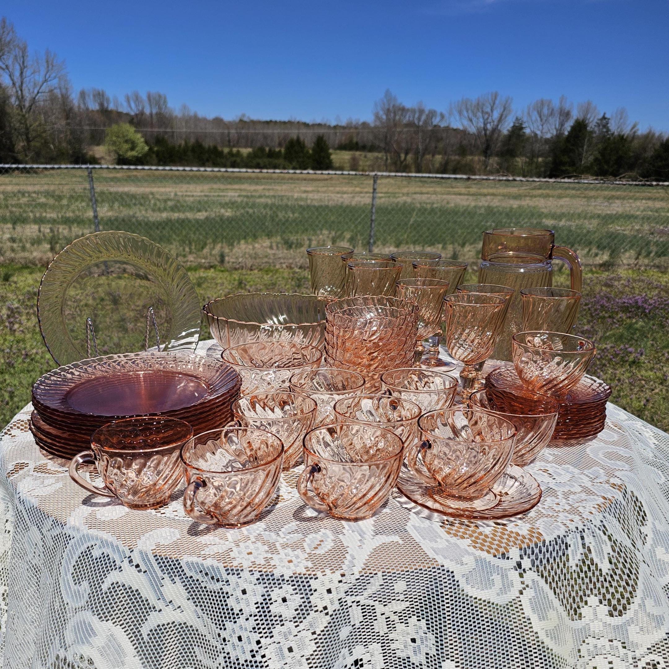 Vintage 78 Pc Depression Glass Blue Bubble Dish Set • Svs