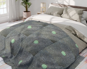 Dewy Leaf Pattern Print Fleece Blanket in Multiple Sizes and Rectangle, in Horizontal Orientation