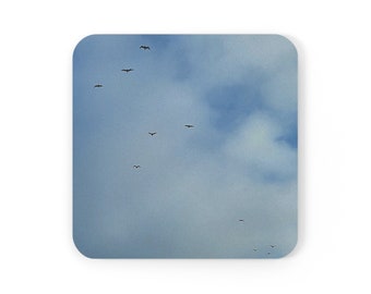 Glossy Round or Square Coaster with Cork Bottom in Flock Print