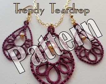 Tatting Pattern "Trendy Teardrop" Earrings or Pendant PDF Instant Download