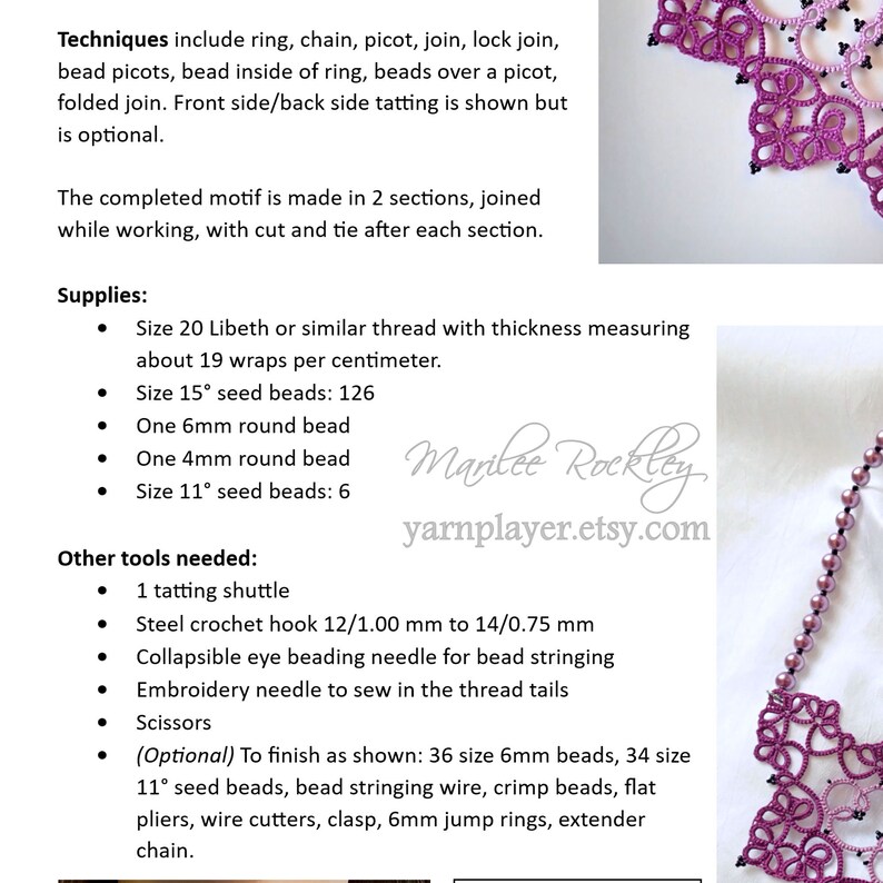 Tatting Pattern Victory necklace PDF Instant Download image 2