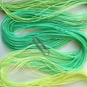 Size 20 Bright Greens hand dyed thread 6 cord cordonnet tatting crochet cotton image 4