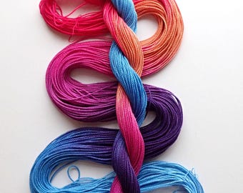 Size 10 "Brilliant Sunset" hand dyed tatting thread 6 cord cordonnet crochet cotton