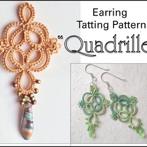 Tatting Pattern Quadrille Earrings PDF Instant Download image 1