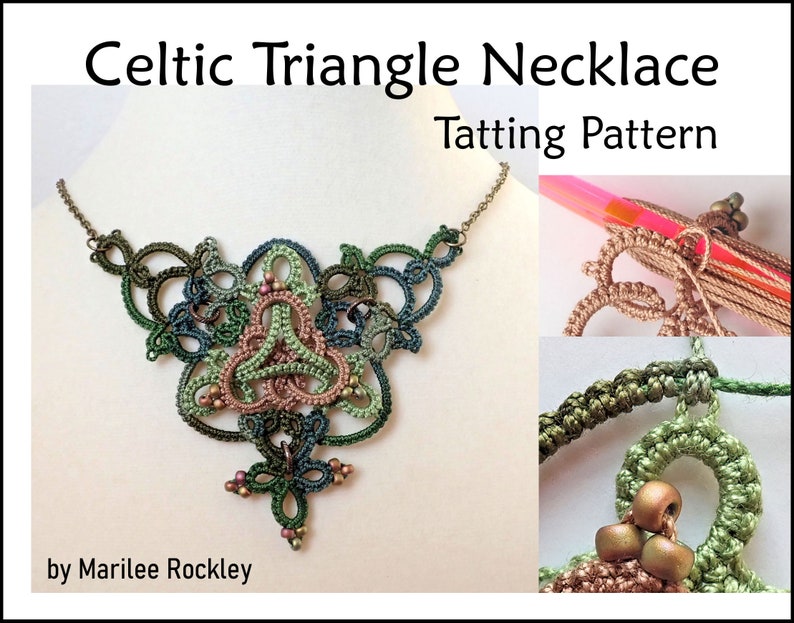 Tatting Pattern Celtic Triangle Necklace PDF Instant Download image 1