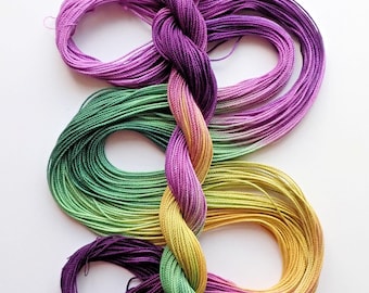 Size 10 "Mardi Gras" hand dyed tatting thread 6 cord cordonnet crochet cotton