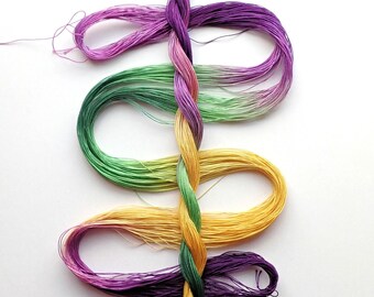 Size 80 "Mardi Gras" hand dyed thread tatting crochet cotton 6 cord cordonnet