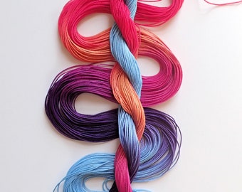 Size 10 "Brilliant Sunset" hand dyed tatting thread 6 cord cordonnet crochet cotton