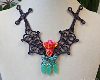 Tatted lace statement necklace Swords Into Plowshares