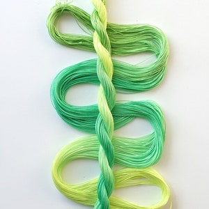 Size 20 Bright Greens hand dyed thread 6 cord cordonnet tatting crochet cotton image 1