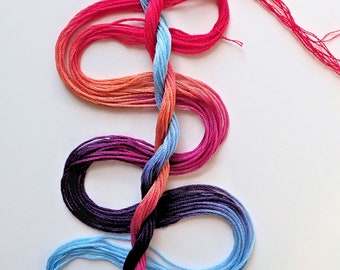 Embroidery floss "Brilliant Sunset" hand dyed cotton