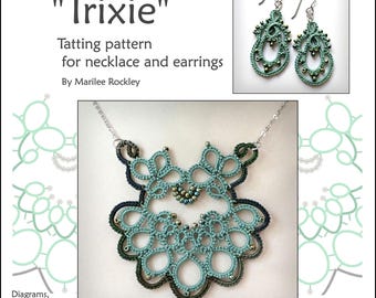 Tatting Pattern "Trixie" Necklace and Earrings PDF Instant Download