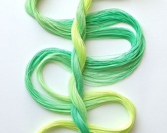 Size 40 "Bright Greens" hand dyed thread 6 cord cordonnet tatting crochet cotton