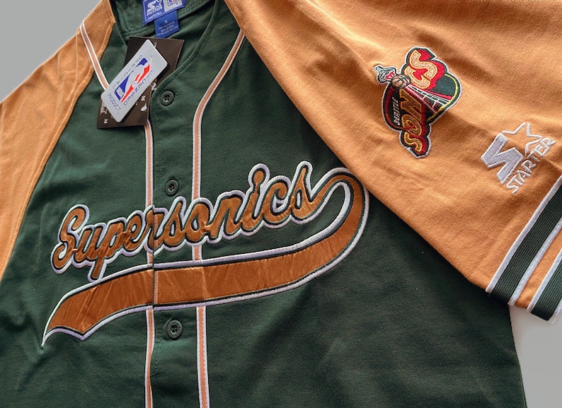 Seattle Supersonics 90er-Jahre-Vintage-Baseball-Jersey-Shirt für Herren, M Starter Medium Bild 2