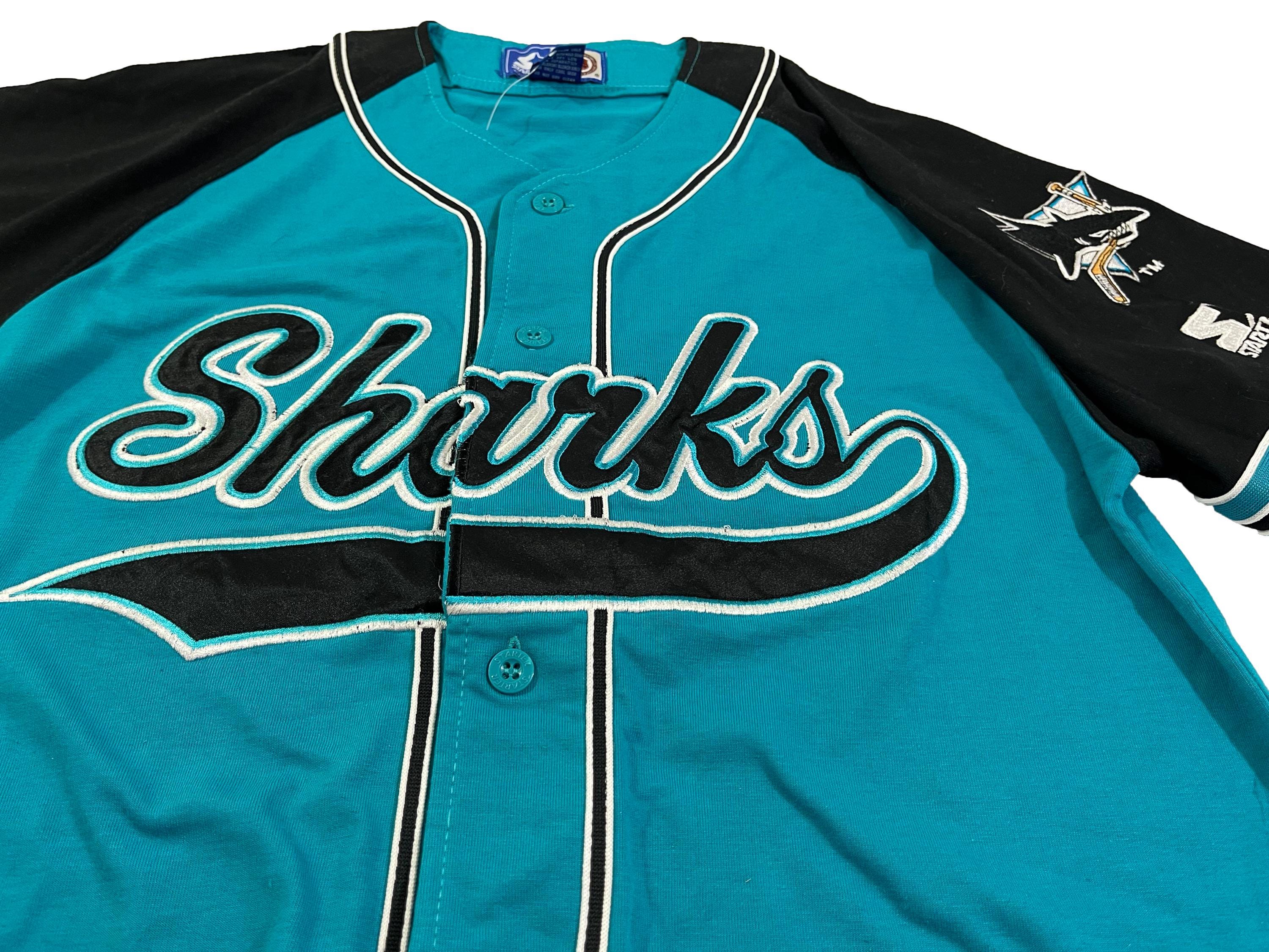 Vintage 90s San Jose Sharks Starter Jersey - Teal NHL - Made in 