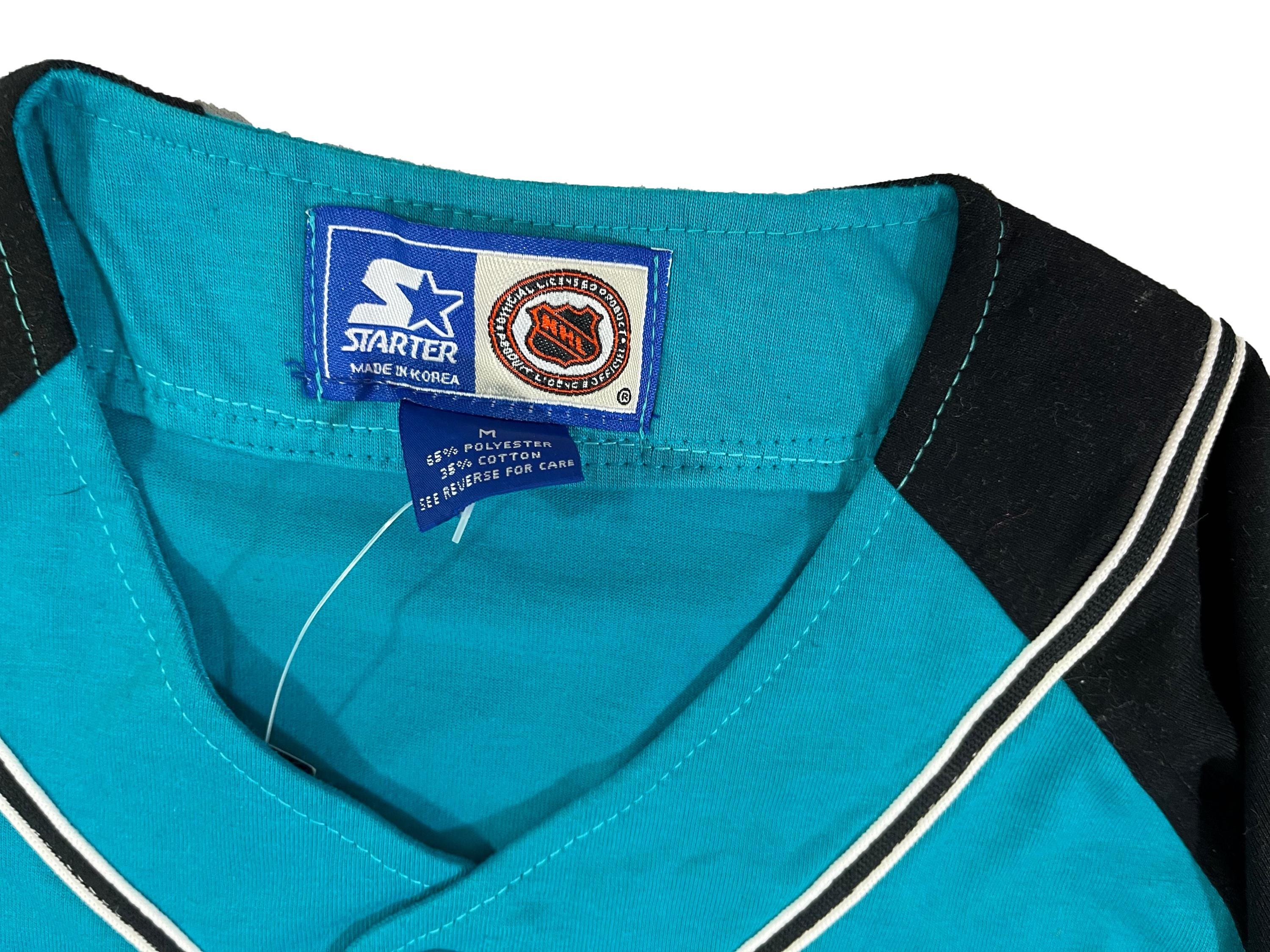 Vintage 90s San Jose Sharks Starter Jersey - Teal NHL - Made in 
