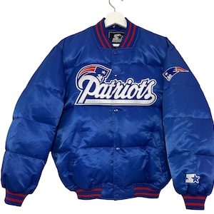 New England Patriots Vintage 90s Starter Duck Down Satin Bomber Jacket
