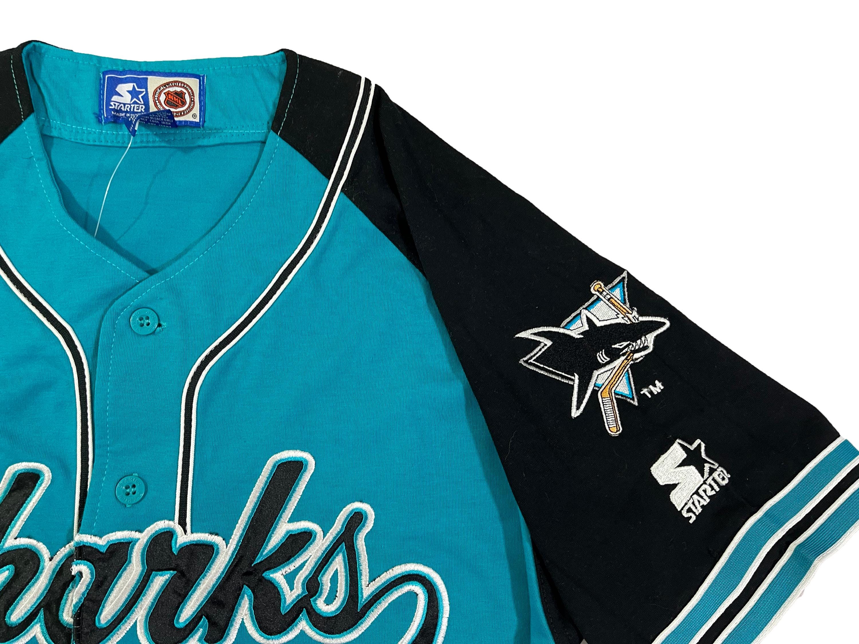 Vintage 90s San Jose Sharks Starter Jersey - Teal NHL - Made in 
