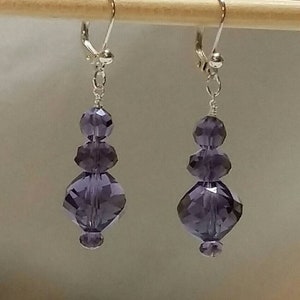 Purple Velvet Swarovski Crystal Earrings on Leverbacks