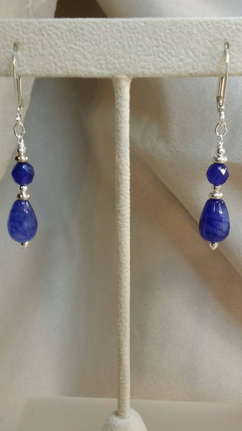 Blue Dragon Veins Agate Drop Earrings on Silver Leverbacks | Etsy