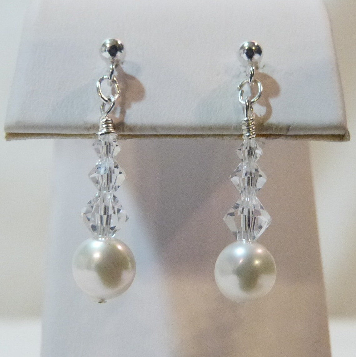 Freshwater Pearl Swarovski Elements Pav'e Clip On Earrings in 14K Gold Plating