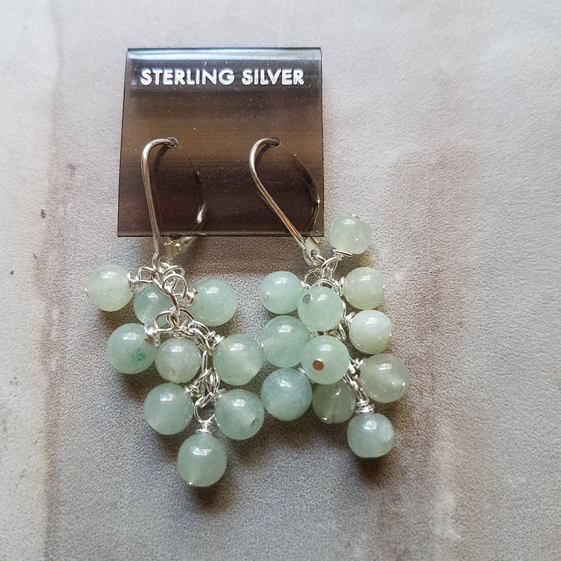 Genuine Aquamarine Cluster Earrings on Sterling Silver Leverbacks image 4