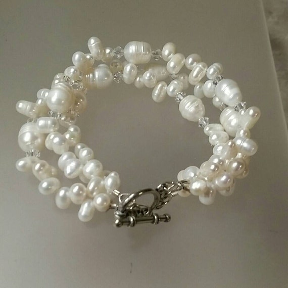 Strand Freshwater Pearl and Swarovski Crystal Elegance Bracelet