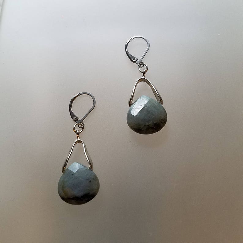 Faceted Genuine Labradorite Teardrop Earrings on Stainless - Etsy