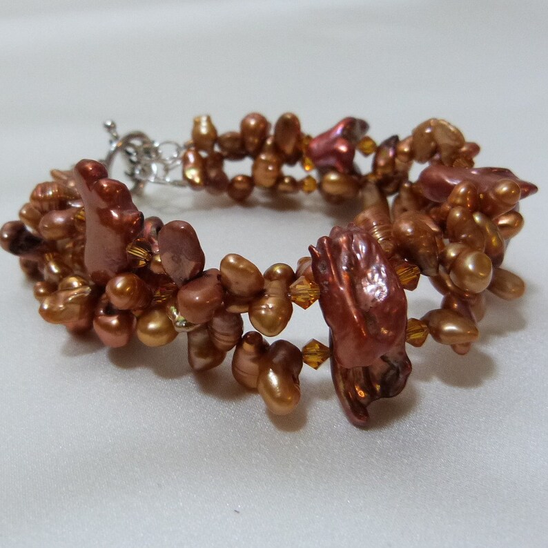 Freshwater Pearl Copper Open Bracelet