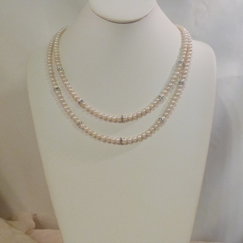 Double Strand Natural Freshwater Pearl Necklace with Etsy
