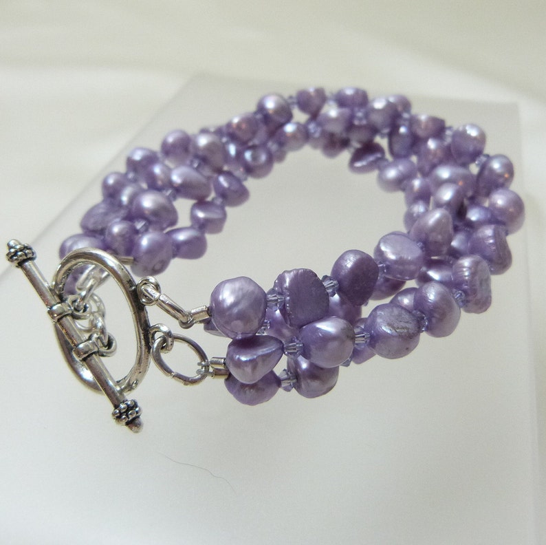Lilac 4 Strand Freshwater Pearl and Swarovski Crystal Bracelet - Etsy