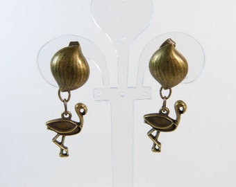 Bronze Flamingo Post Earrings