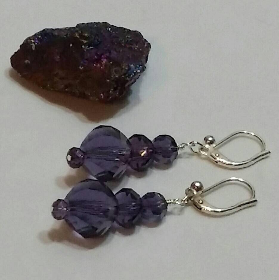Purple Velvet Swarovski Crystal Earrings on Leverbacks - Etsy