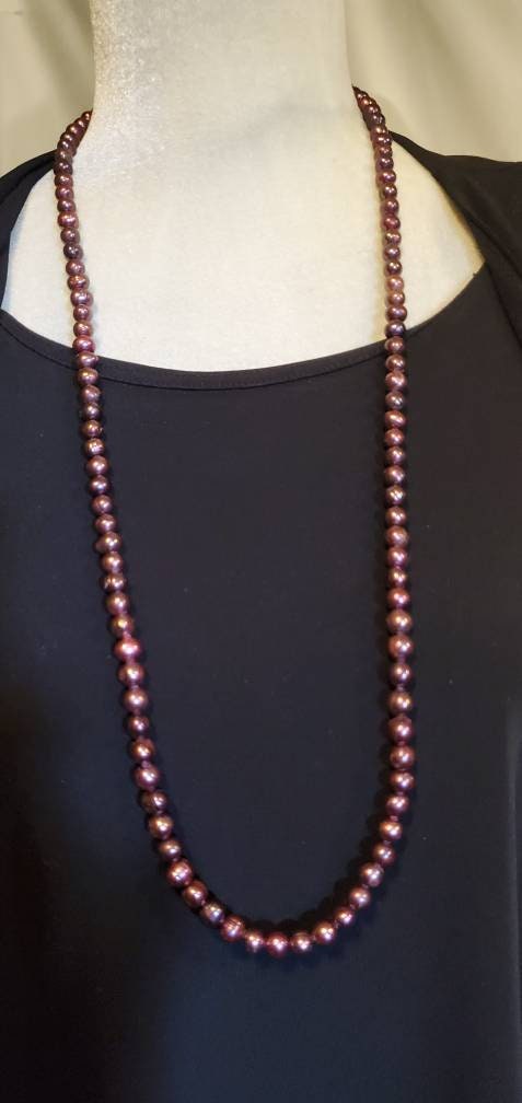 Single Strand Versatile 33 Inch Freshwater Pearls Cranberry Colored ...