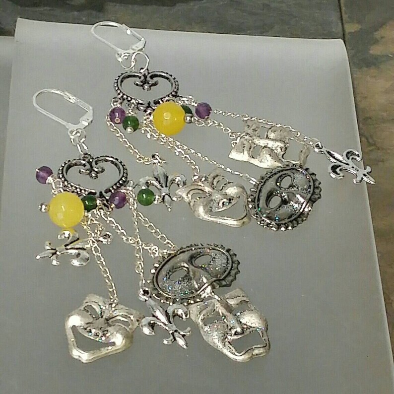 mardi gras style earrings