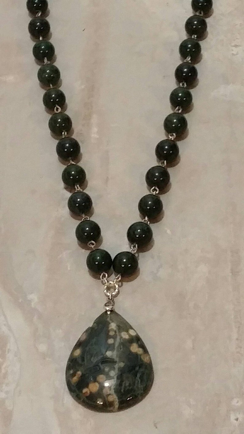 Genuine Jade and Jasper Pendant Chain Link Necklace - Etsy