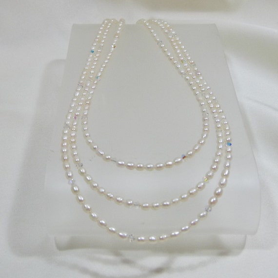 G-G 22 3 rangées Collier de perles de riz blanc naturel Pendentif CZ -  AliExpress