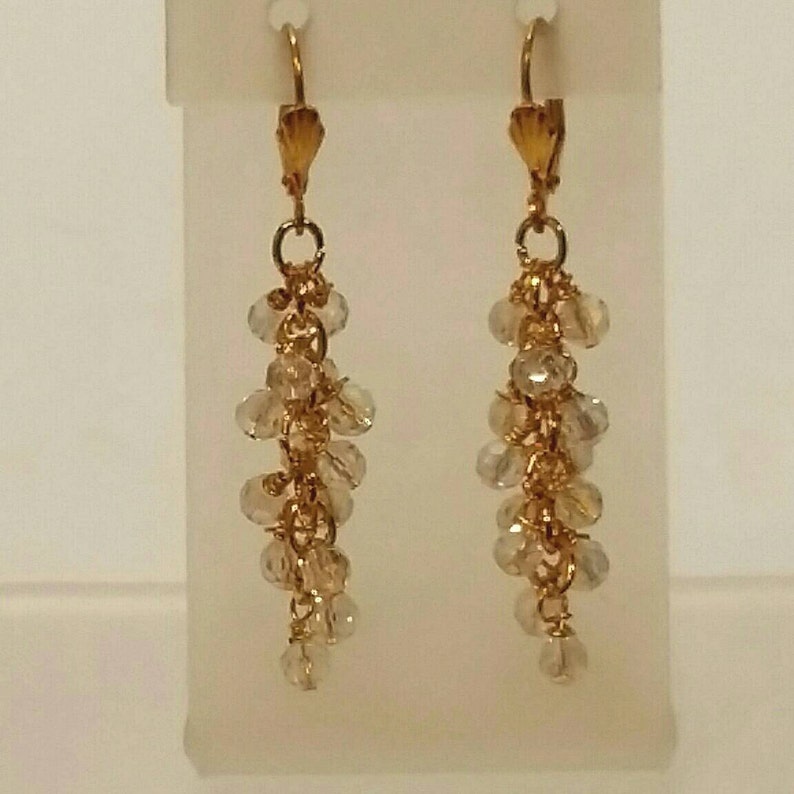 Crystal Clusters Wire Wrapped on Gold Plated Surgical Steel Lever Backs ...