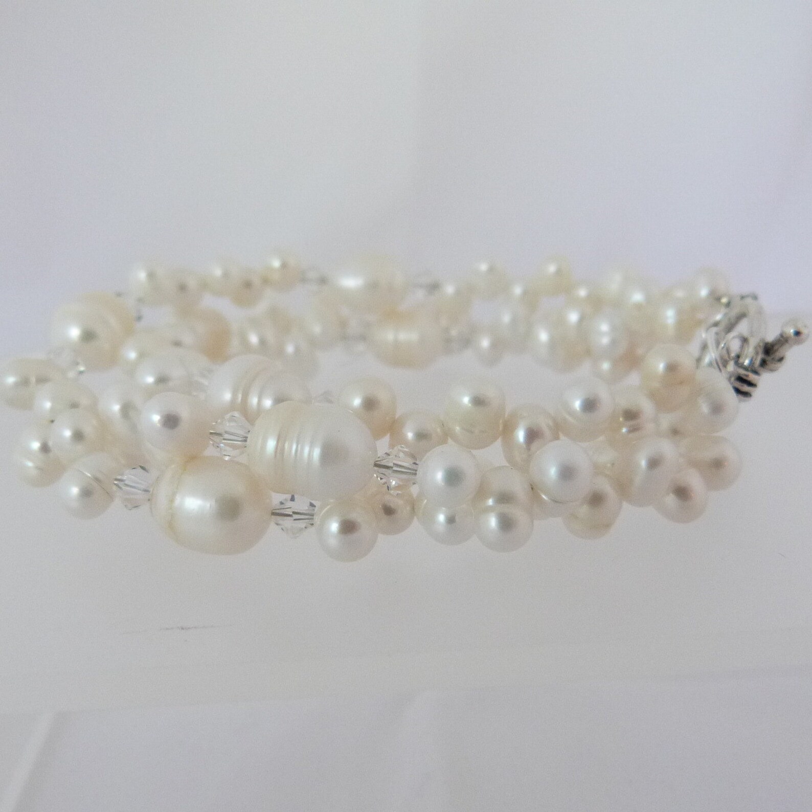 3 Strand Freshwater Pearl Bracelet Etsy
