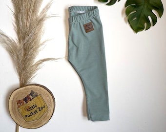 Leggings Sea Green: leggings para bebés, leggings para niños, leggings de punto, tallas de pantalones para bebés. 50 - 104