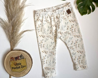 Leggings "Willow Branch" - baby leggings, children's leggings, jersey leggings, baby pants size 50 - 104