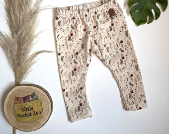 Leggings "Campo de flores": leggings para bebés, leggings para niños, leggings de punto, tallas de pantalones para bebés. 50 - 104