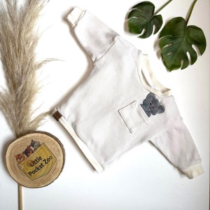 Pull tricoté écru avec appliqué animal pull bébé, taille pull enfant. 50 104 image 1